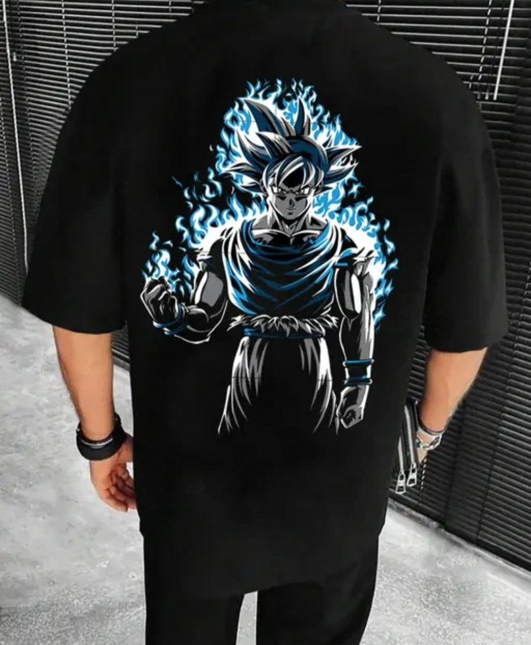 Goku mens trendy oversized y shirt | Black | back print