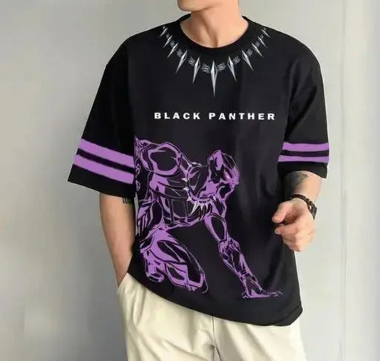 Black Panther printed oversized T-shirt | Black colour | Panther printed