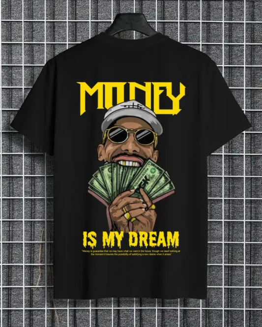 Money printed black T-shirt for Mens | Back printed